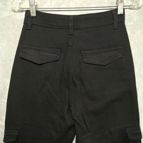 SHEIN Black Cargo Pants High Waisted Utility Pockets Casual Style XS 2 - Picture 8 of 14